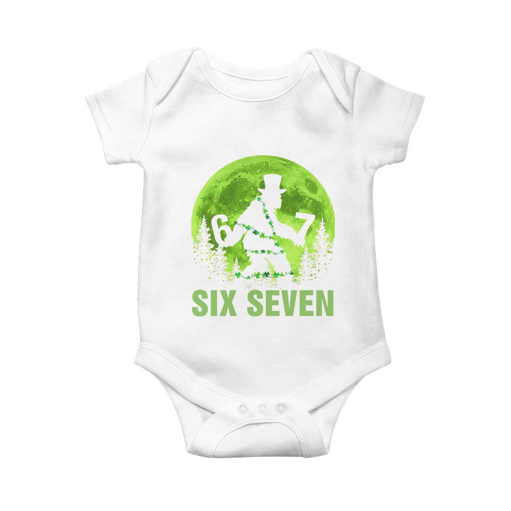 Funny Bigfoot St Patricks Day Baby Onesie Sasquatch Hiding Moon Forest Meme