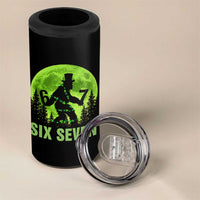 Funny Bigfoot St Patricks Day 4 in 1 Can Cooler Tumbler Sasquatch Hiding Moon Forest Meme