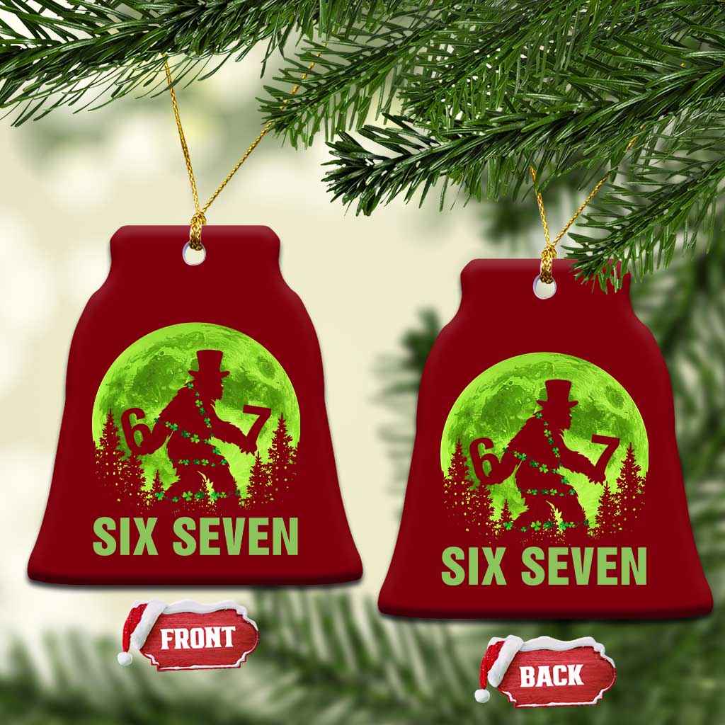 Funny Bigfoot St Patricks Day Ceramic Ornament Sasquatch Hiding Moon Forest Meme
