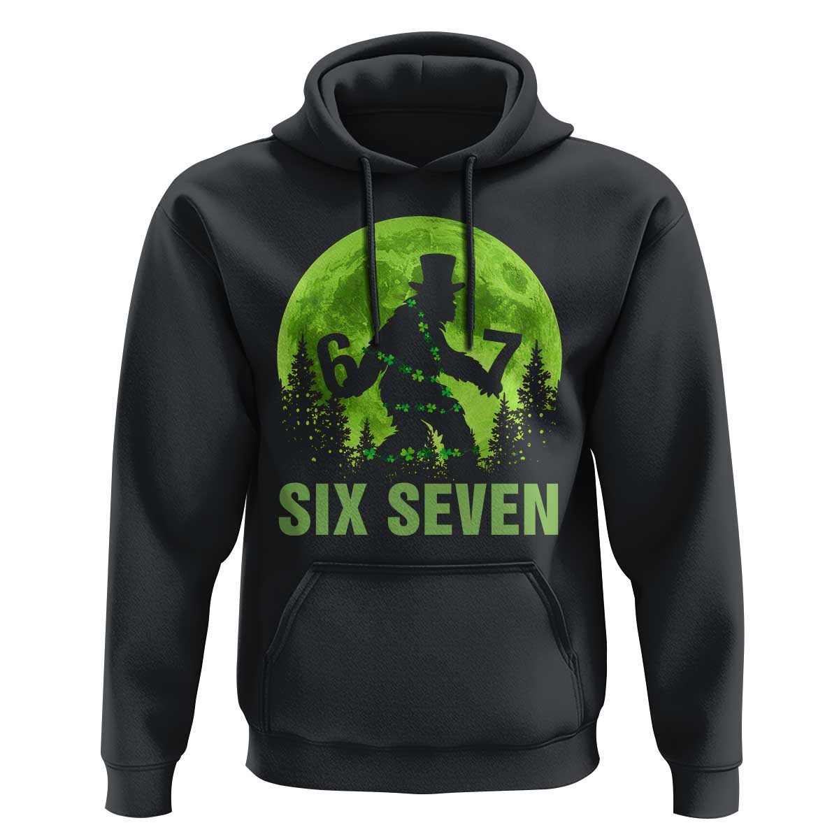 Funny Bigfoot St Patricks Day Hoodie Sasquatch Hiding Moon Forest Meme