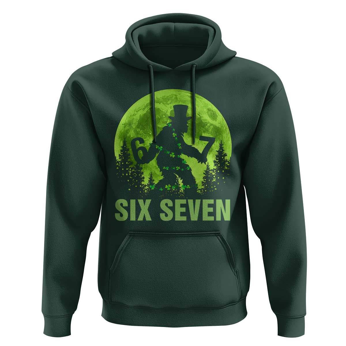 Funny Bigfoot St Patricks Day Hoodie Sasquatch Hiding Moon Forest Meme