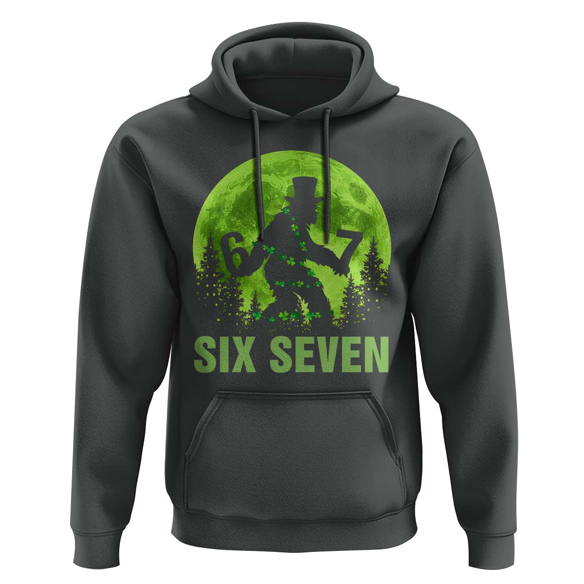 Funny Bigfoot St Patricks Day Hoodie Sasquatch Hiding Moon Forest Meme