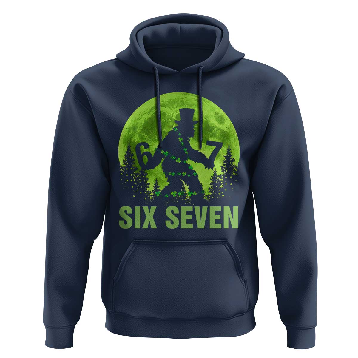 Funny Bigfoot St Patricks Day Hoodie Sasquatch Hiding Moon Forest Meme