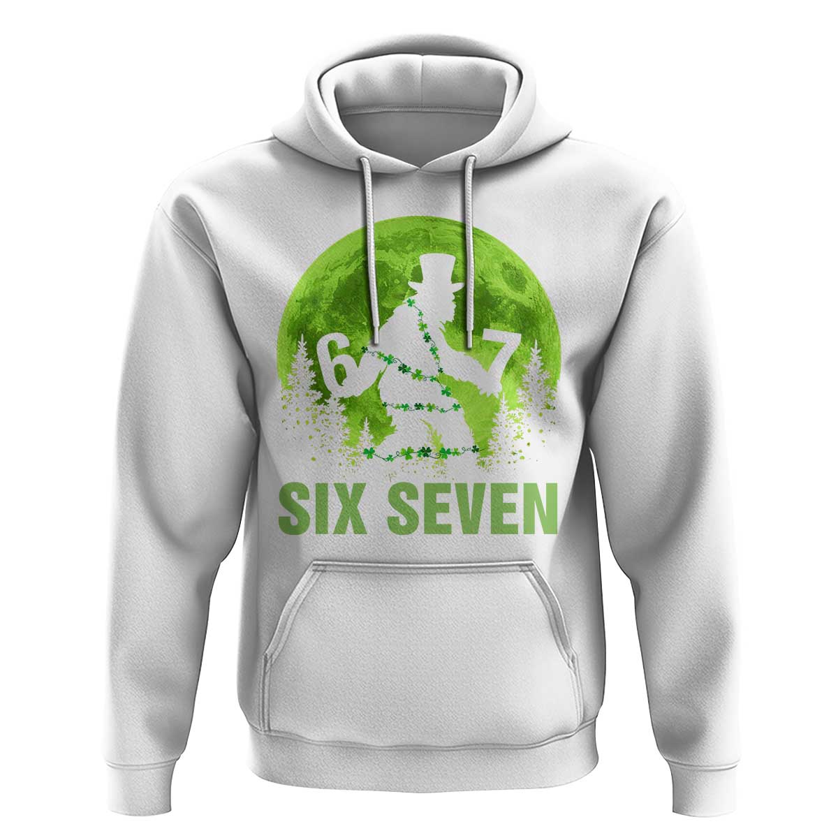 Funny Bigfoot St Patricks Day Hoodie Sasquatch Hiding Moon Forest Meme