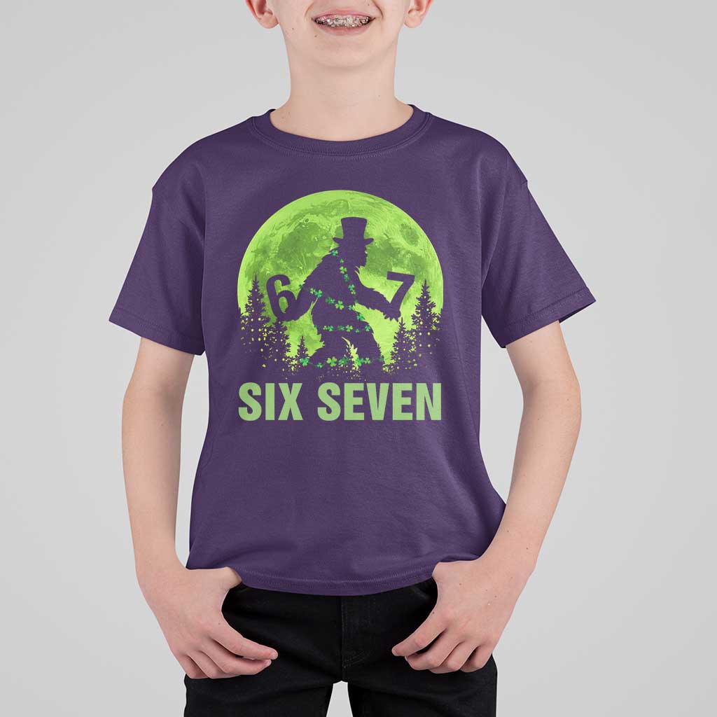 Funny Bigfoot St Patricks Day T Shirt For Kid Sasquatch Hiding Moon Forest Meme