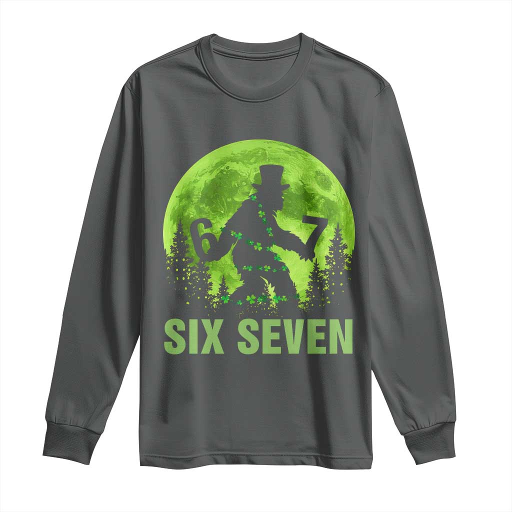 Funny Bigfoot St Patricks Day Long Sleeve Shirt Sasquatch Hiding Moon Forest Meme