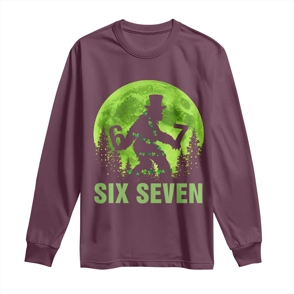 Funny Bigfoot St Patricks Day Long Sleeve Shirt Sasquatch Hiding Moon Forest Meme