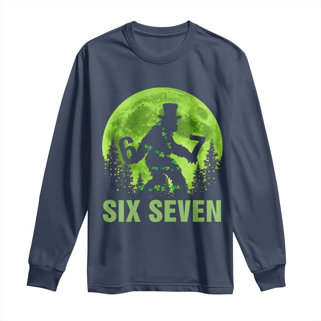 Funny Bigfoot St Patricks Day Long Sleeve Shirt Sasquatch Hiding Moon Forest Meme