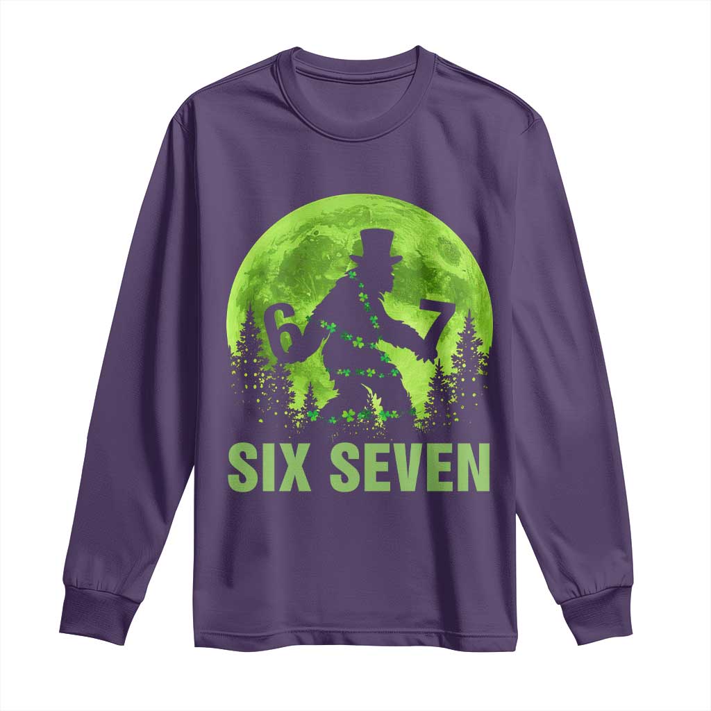 Funny Bigfoot St Patricks Day Long Sleeve Shirt Sasquatch Hiding Moon Forest Meme