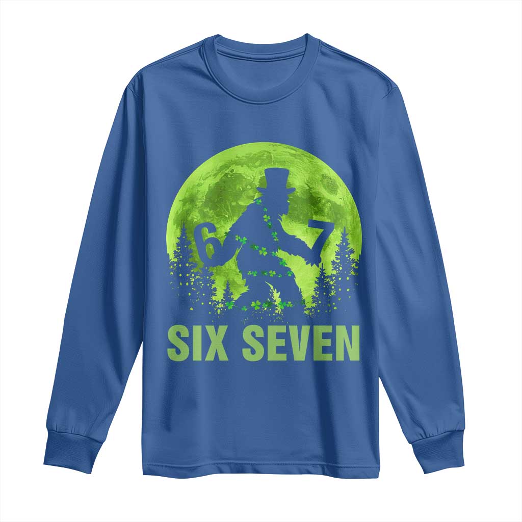 Funny Bigfoot St Patricks Day Long Sleeve Shirt Sasquatch Hiding Moon Forest Meme