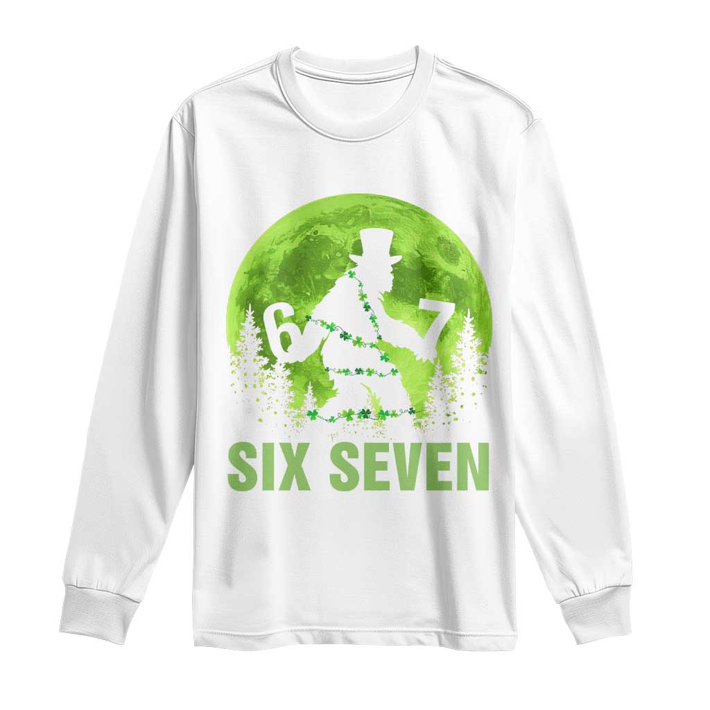 Funny Bigfoot St Patricks Day Long Sleeve Shirt Sasquatch Hiding Moon Forest Meme