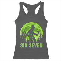 Funny Bigfoot St Patricks Day Racerback Tank Top Sasquatch Hiding Moon Forest Meme