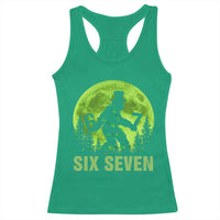 Funny Bigfoot St Patricks Day Racerback Tank Top Sasquatch Hiding Moon Forest Meme