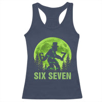 Funny Bigfoot St Patricks Day Racerback Tank Top Sasquatch Hiding Moon Forest Meme