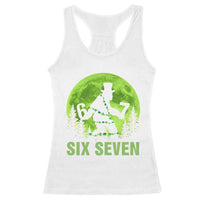 Funny Bigfoot St Patricks Day Racerback Tank Top Sasquatch Hiding Moon Forest Meme