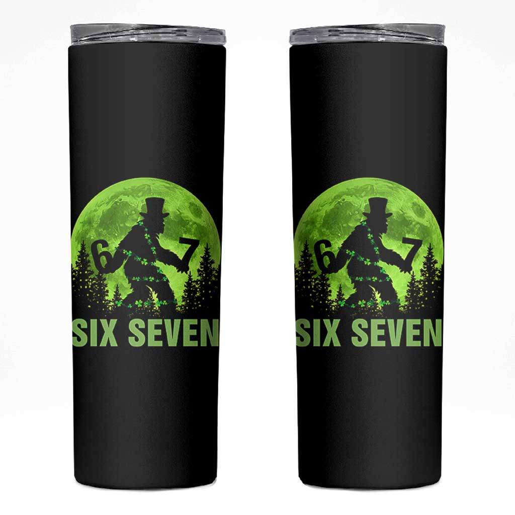 Funny Bigfoot St Patricks Day Skinny Tumbler Sasquatch Hiding Moon Forest Meme
