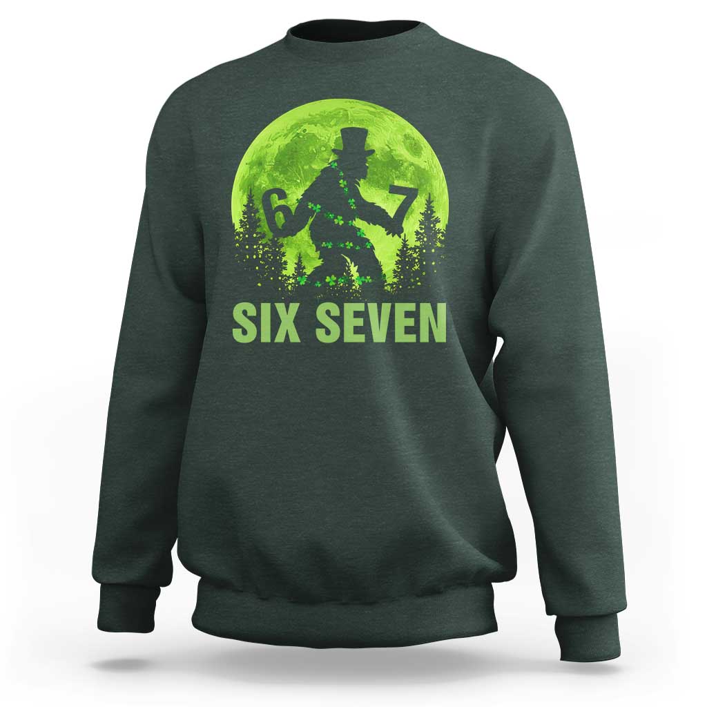Funny Bigfoot St Patricks Day Sweatshirt Sasquatch Hiding Moon Forest Meme