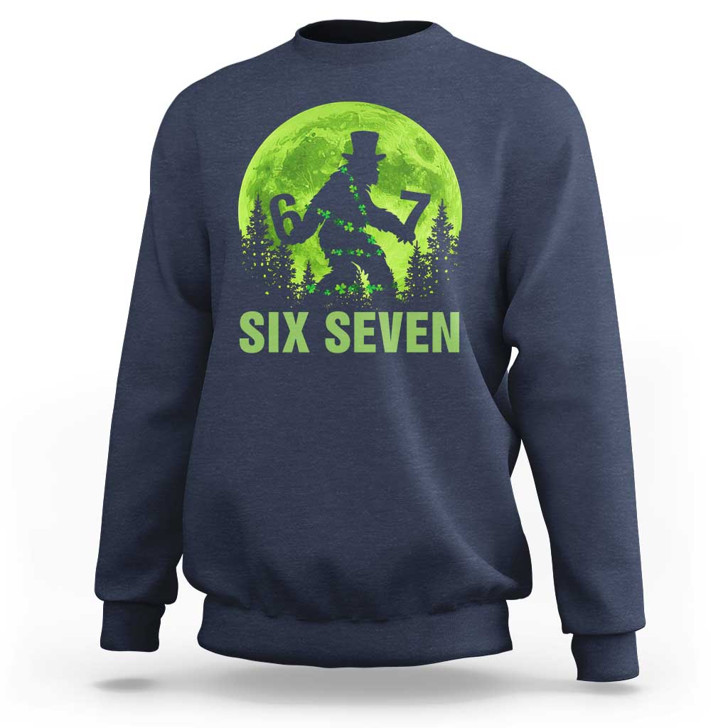 Funny Bigfoot St Patricks Day Sweatshirt Sasquatch Hiding Moon Forest Meme
