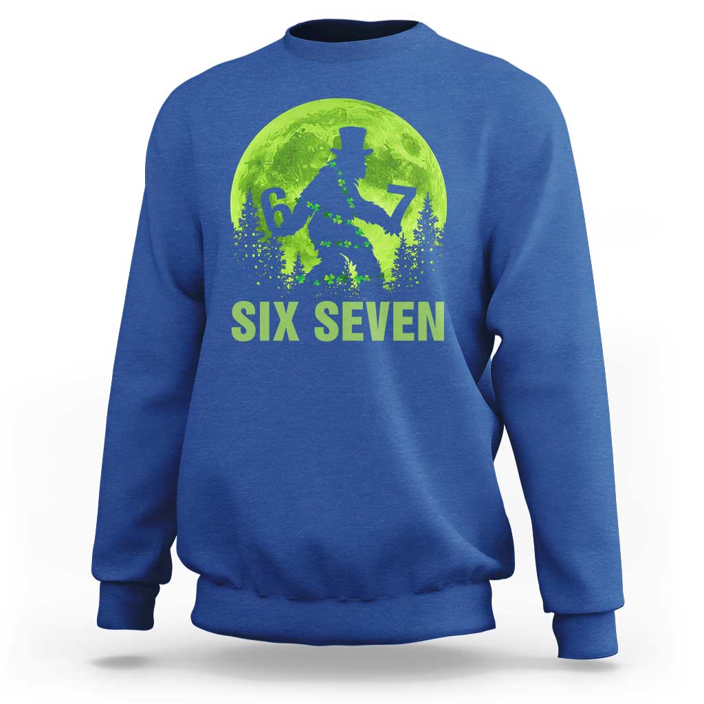 Funny Bigfoot St Patricks Day Sweatshirt Sasquatch Hiding Moon Forest Meme