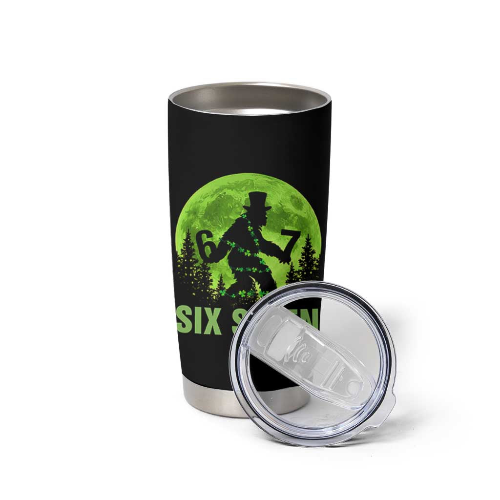 Funny Bigfoot St Patricks Day Tumbler Cup Sasquatch Hiding Moon Forest Meme
