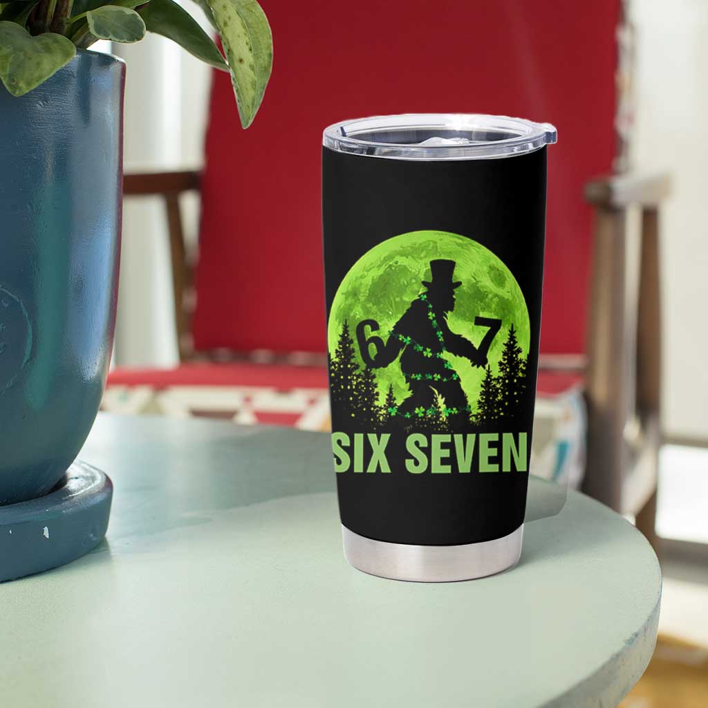 Funny Bigfoot St Patricks Day Tumbler Cup Sasquatch Hiding Moon Forest Meme