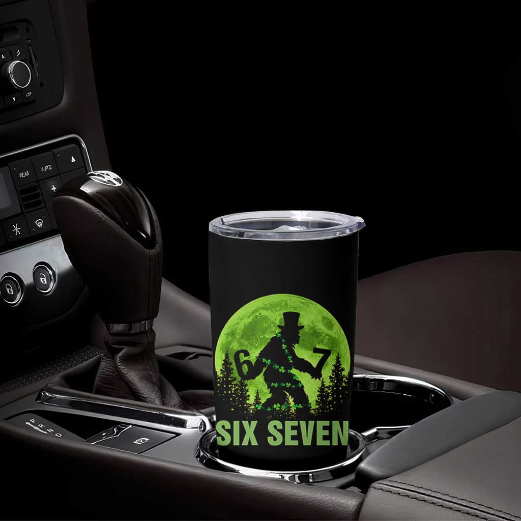 Funny Bigfoot St Patricks Day Tumbler Cup Sasquatch Hiding Moon Forest Meme