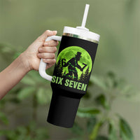 Funny Bigfoot St Patricks Day Tumbler With Handle Sasquatch Hiding Moon Forest Meme