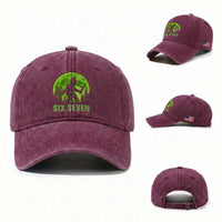 Funny Bigfoot St Patricks Day Washed Cotton Baseball Cap Sasquatch Hiding Moon Forest Meme