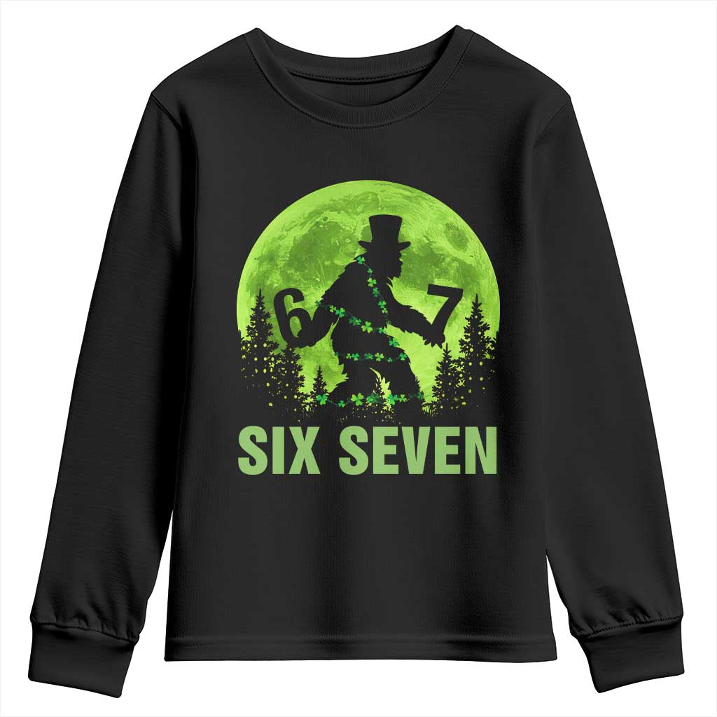Funny Bigfoot St Patricks Day Youth Sweatshirt Sasquatch Hiding Moon Forest Meme