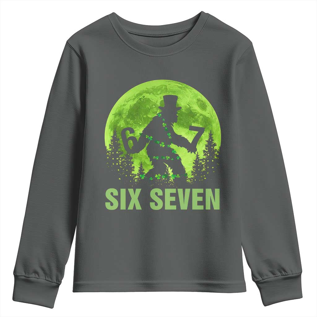 Funny Bigfoot St Patricks Day Youth Sweatshirt Sasquatch Hiding Moon Forest Meme