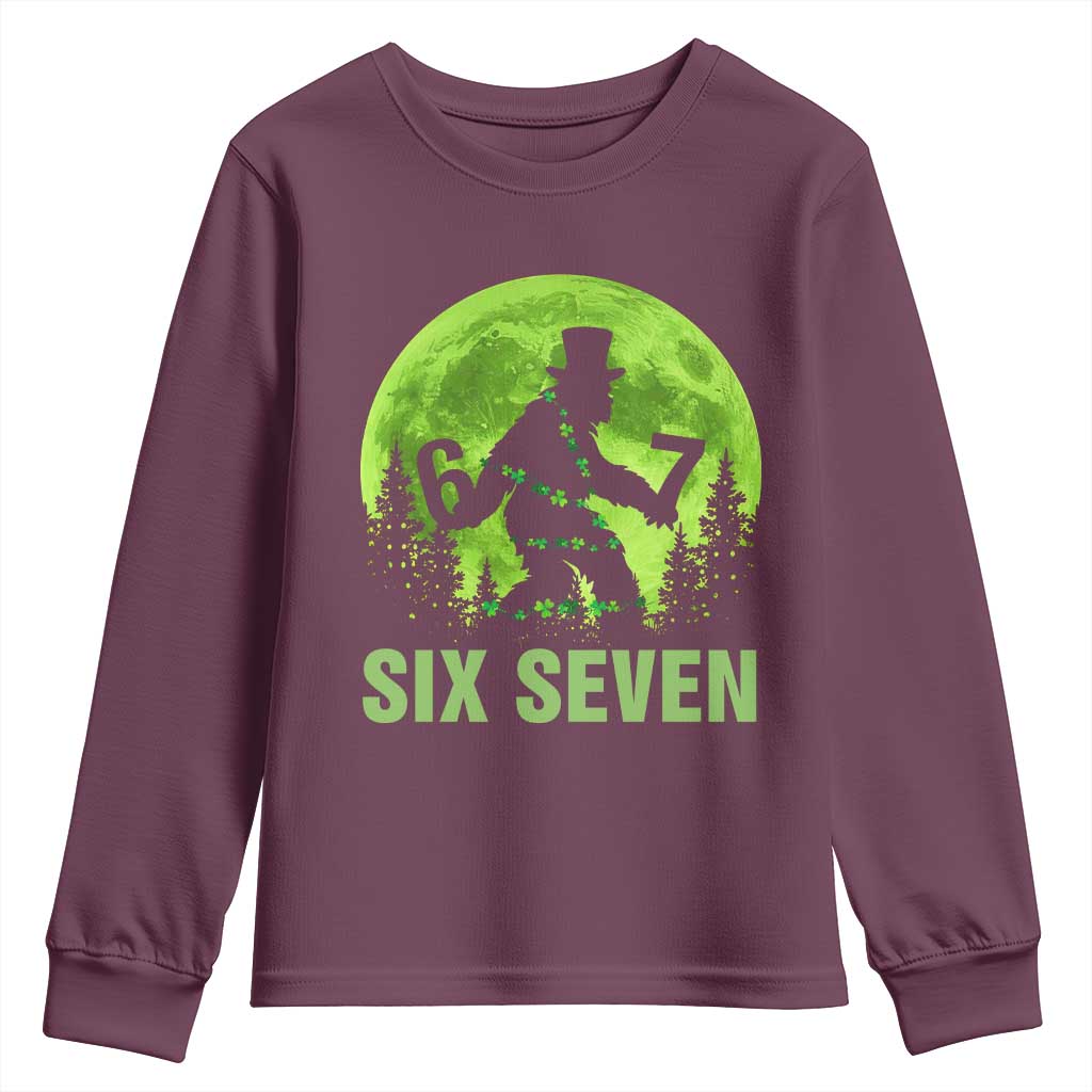 Funny Bigfoot St Patricks Day Youth Sweatshirt Sasquatch Hiding Moon Forest Meme