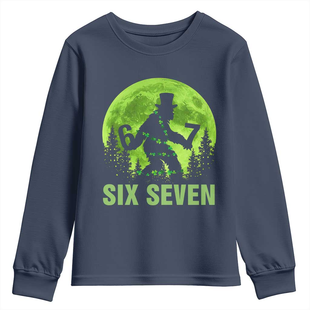 Funny Bigfoot St Patricks Day Youth Sweatshirt Sasquatch Hiding Moon Forest Meme