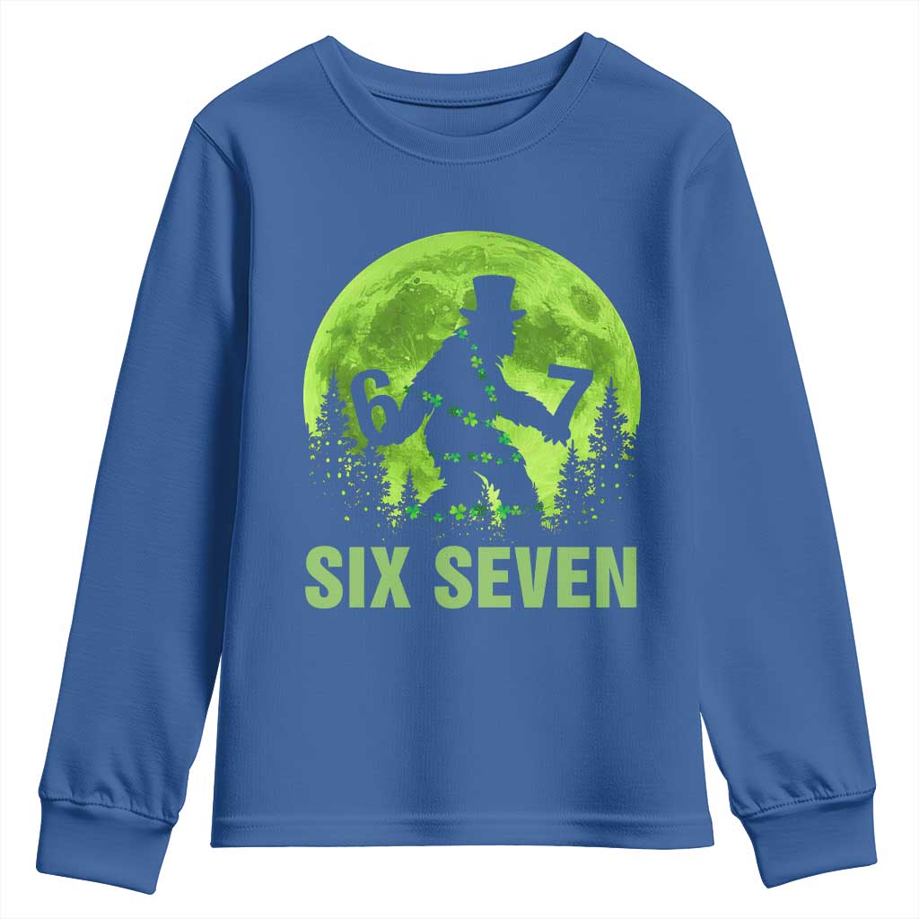 Funny Bigfoot St Patricks Day Youth Sweatshirt Sasquatch Hiding Moon Forest Meme