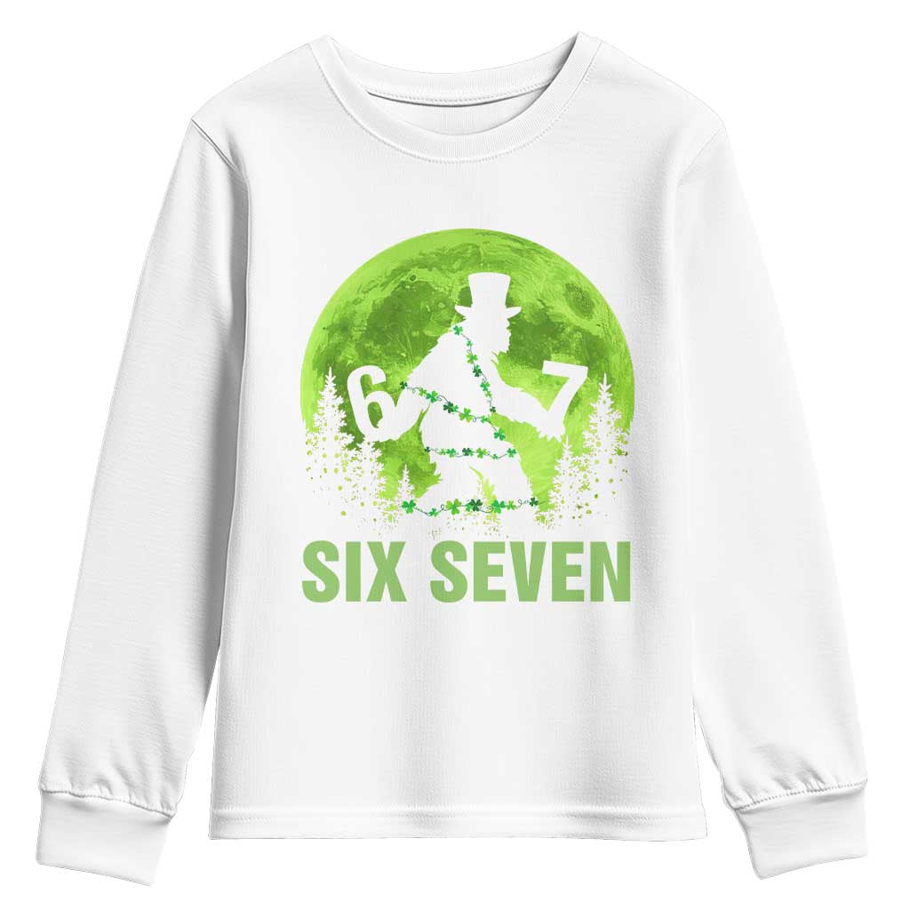 Funny Bigfoot St Patricks Day Youth Sweatshirt Sasquatch Hiding Moon Forest Meme