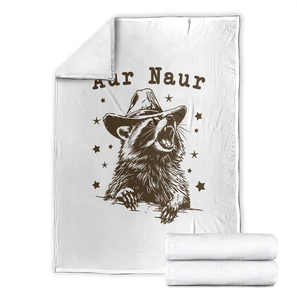 AUR Naur Cowboy Raccoon Throw Blanket Funny Sarcastic Oh No Australian Accent