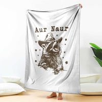 AUR Naur Cowboy Raccoon Throw Blanket Funny Sarcastic Oh No Australian Accent