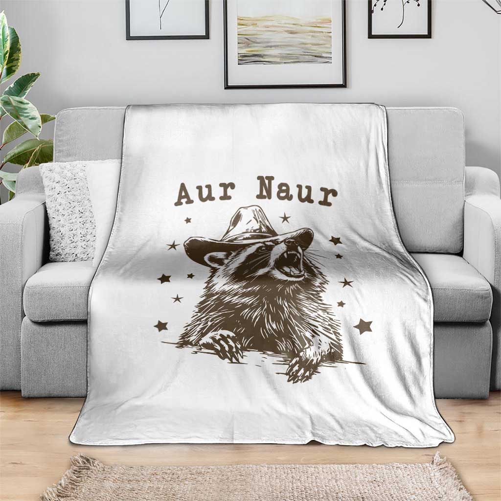 AUR Naur Cowboy Raccoon Throw Blanket Funny Sarcastic Oh No Australian Accent