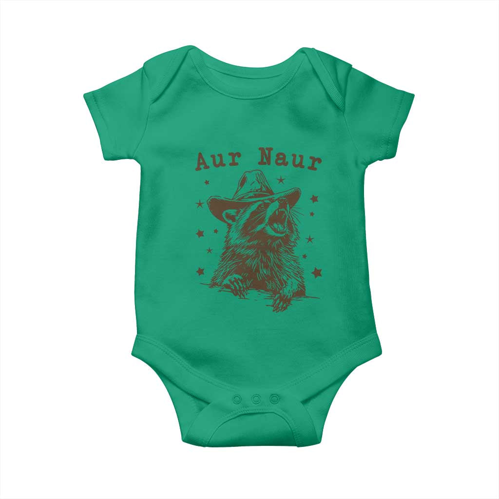 AUR Naur Cowboy Raccoon Baby Onesie Funny Sarcastic Oh No Australian Accent