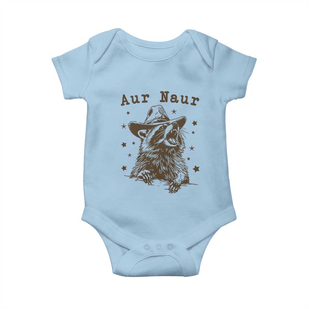 AUR Naur Cowboy Raccoon Baby Onesie Funny Sarcastic Oh No Australian Accent