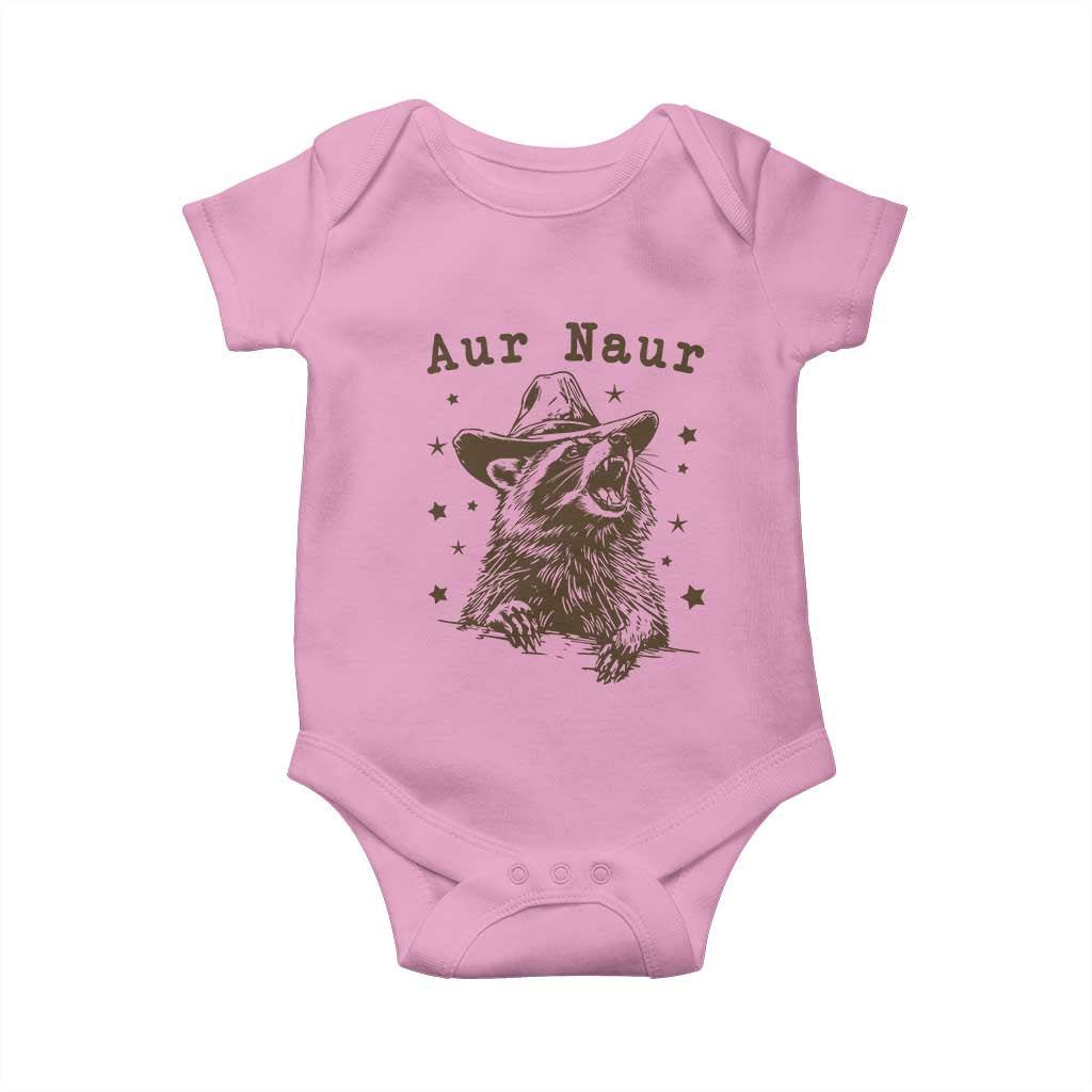 AUR Naur Cowboy Raccoon Baby Onesie Funny Sarcastic Oh No Australian Accent