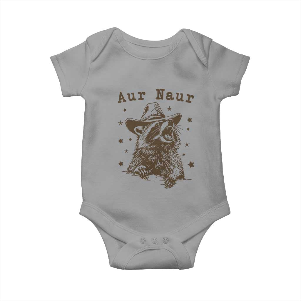 AUR Naur Cowboy Raccoon Baby Onesie Funny Sarcastic Oh No Australian Accent
