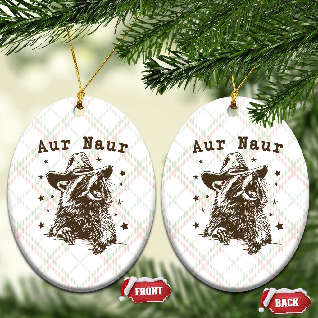 AUR Naur Cowboy Raccoon Ceramic Ornament Funny Sarcastic Oh No Australian Accent