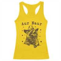 AUR Naur Cowboy Raccoon Racerback Tank Top Funny Sarcastic Oh No Australian Accent