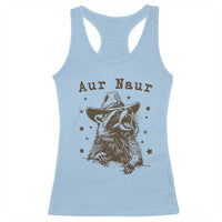 AUR Naur Cowboy Raccoon Racerback Tank Top Funny Sarcastic Oh No Australian Accent