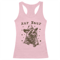AUR Naur Cowboy Raccoon Racerback Tank Top Funny Sarcastic Oh No Australian Accent