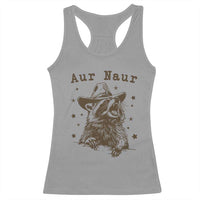 AUR Naur Cowboy Raccoon Racerback Tank Top Funny Sarcastic Oh No Australian Accent