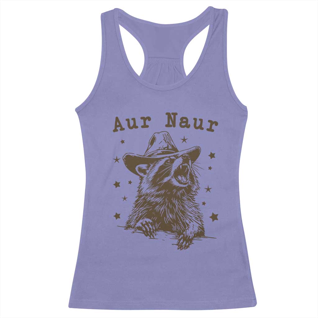 AUR Naur Cowboy Raccoon Racerback Tank Top Funny Sarcastic Oh No Australian Accent