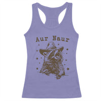 AUR Naur Cowboy Raccoon Racerback Tank Top Funny Sarcastic Oh No Australian Accent