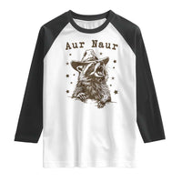 AUR Naur Cowboy Raccoon Raglan Shirt Funny Sarcastic Oh No Australian Accent