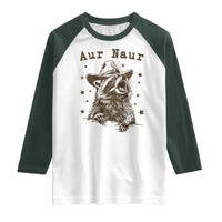 AUR Naur Cowboy Raccoon Raglan Shirt Funny Sarcastic Oh No Australian Accent